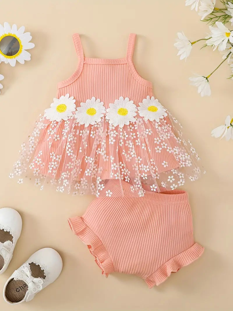 Infant Daisy Tulle 2 Pcs Shorts