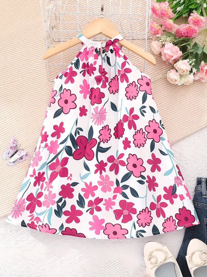 Pretty in Pink Floral Halter Dress