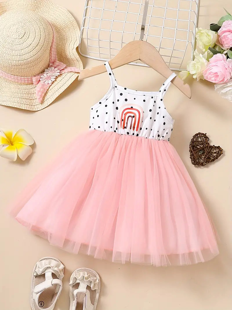 Pink Tulle Polka Dot Infant Dress