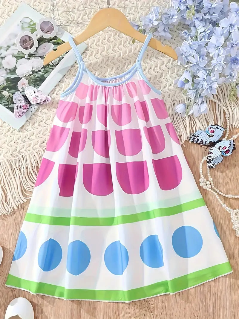 Girls Darling Polka Dot Swing Dress