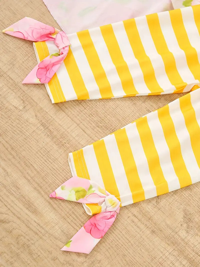 Darling Yellow and Pink Floral Swing Dress Set