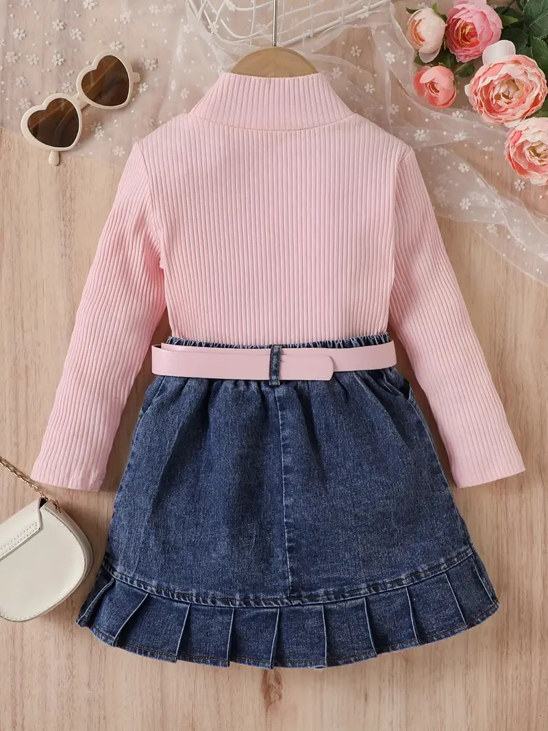 Simple But Sweet 2 Pcs. Denim Skirt Set