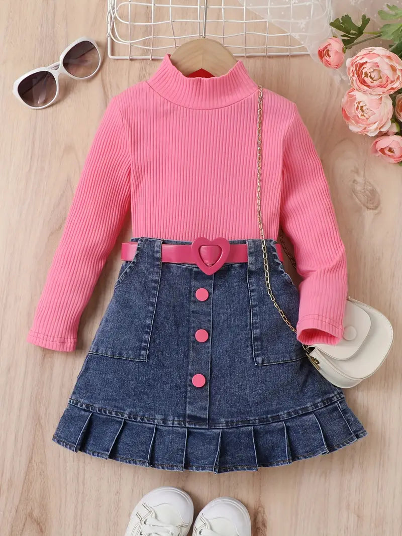 Simple But Sweet 2 Pcs. Denim Skirt Set