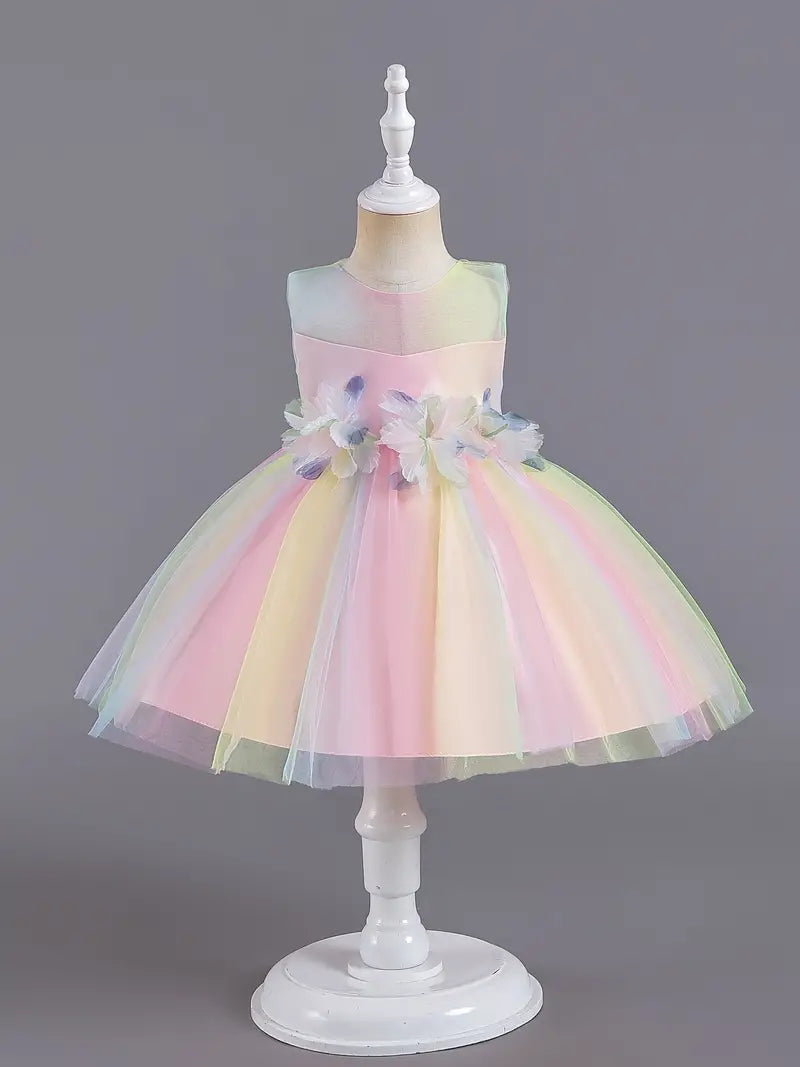 Pastel Rainbow Floral Party Dress