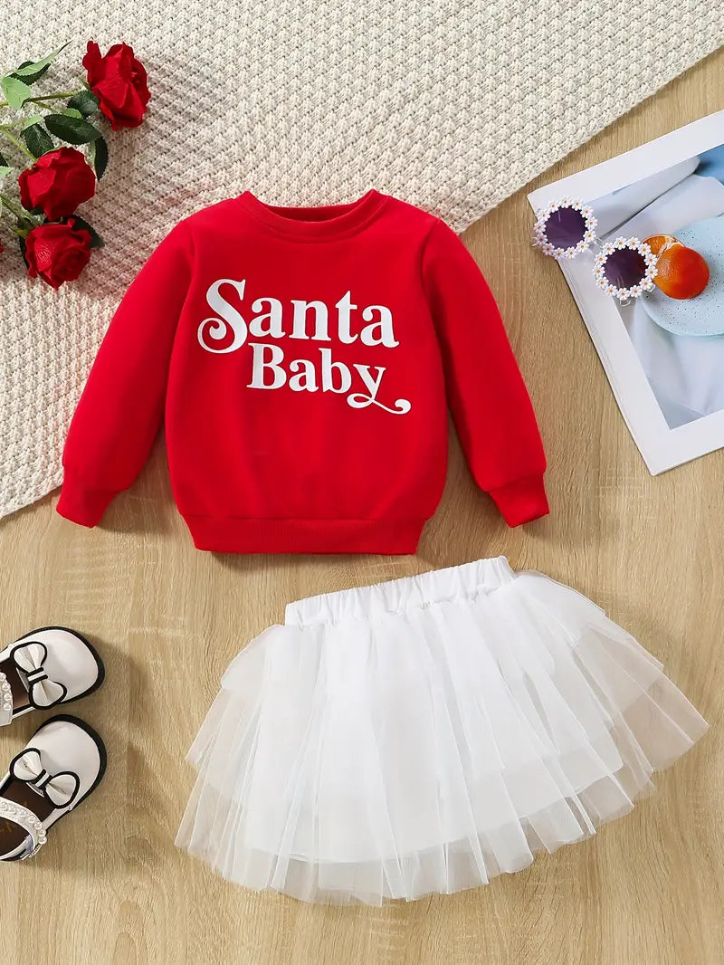 Santa Baby Toddler 2 Pcs. Sweater and TUTU Skirt