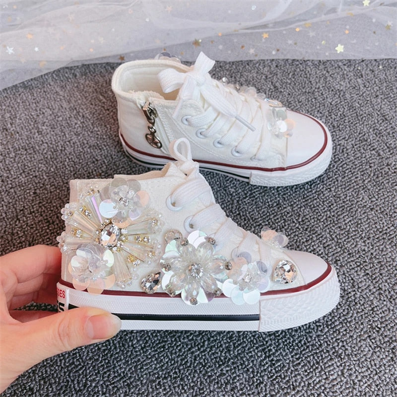 Floral Rhinestone Sneakers