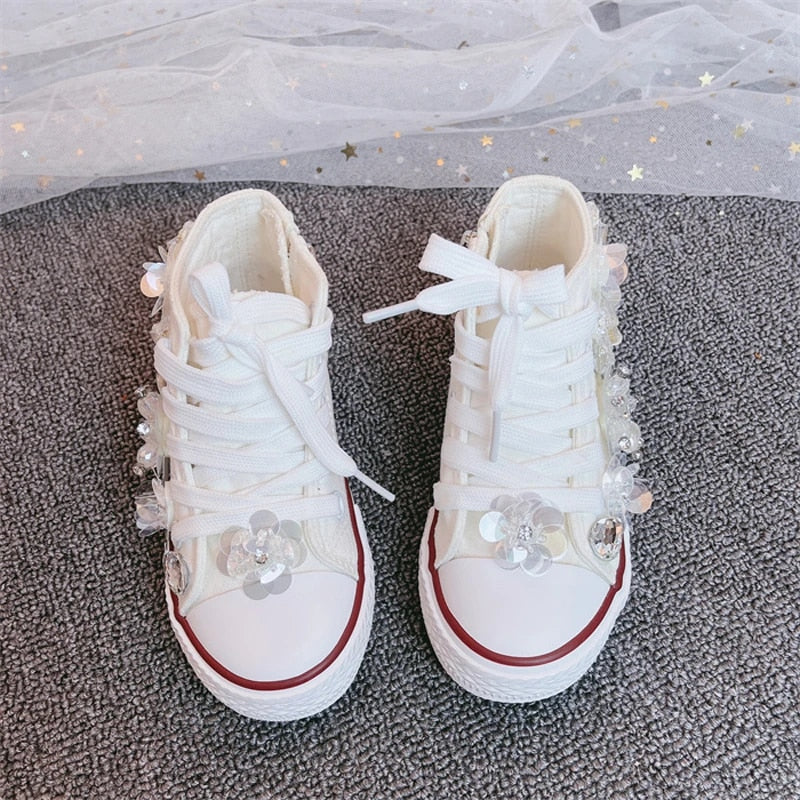 Floral Rhinestone Sneakers
