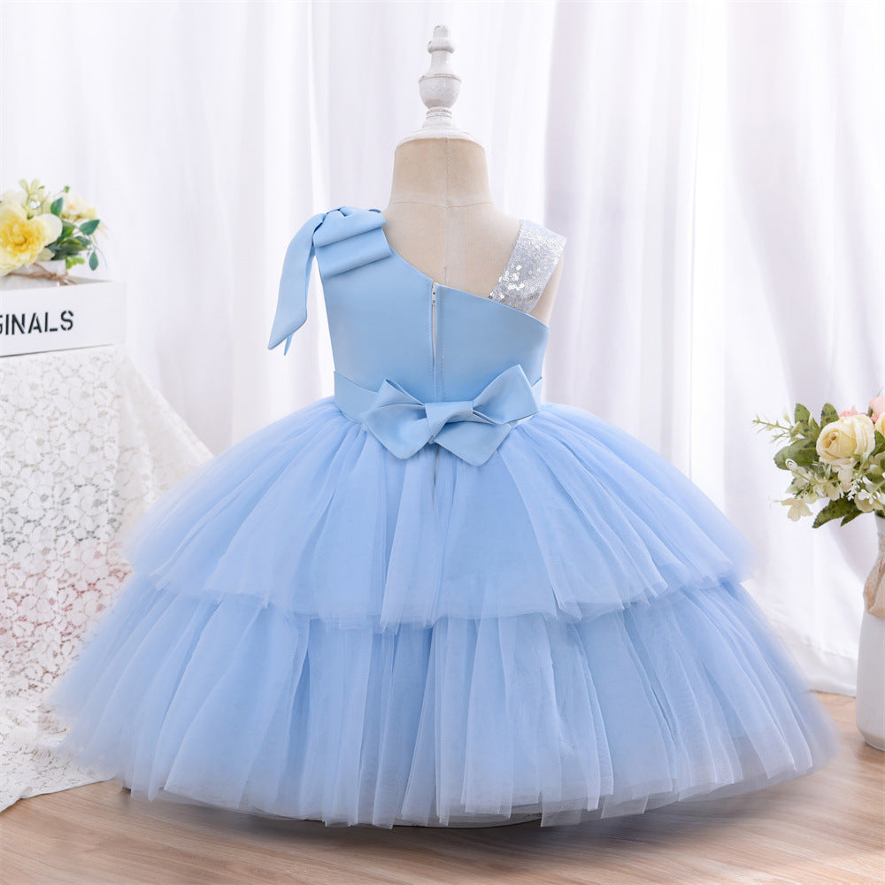 Princess One Shoulder Bow Party Dress