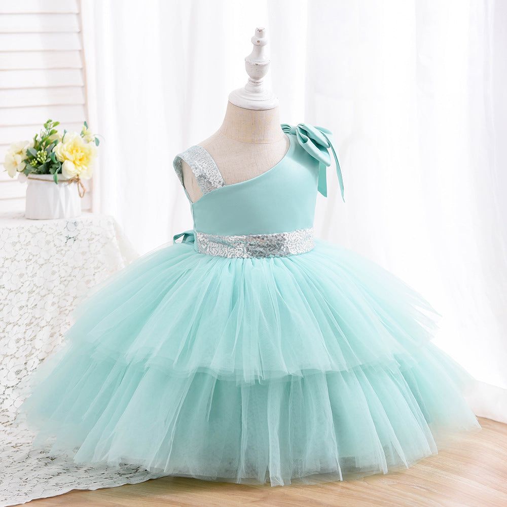 Princess One Shoulder Bow Party Dress