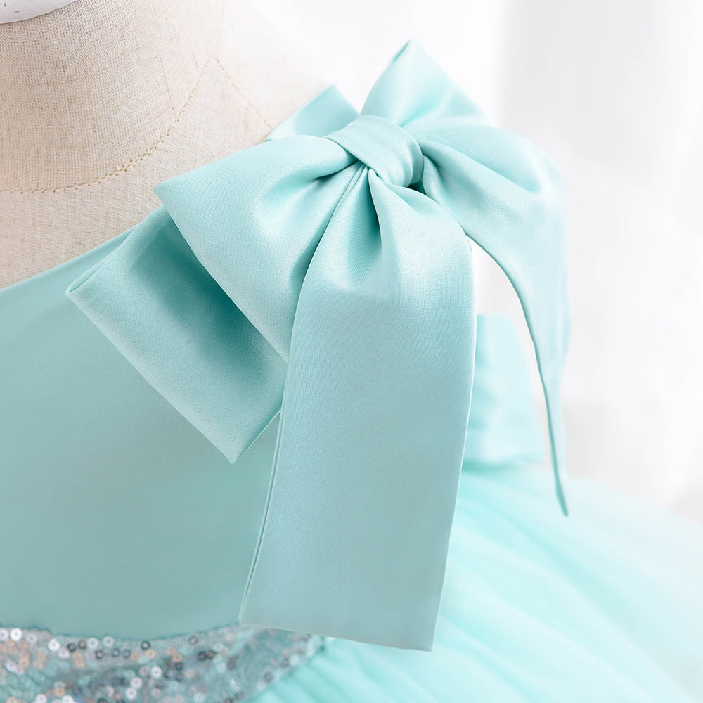 Princess One Shoulder Bow Party Dress