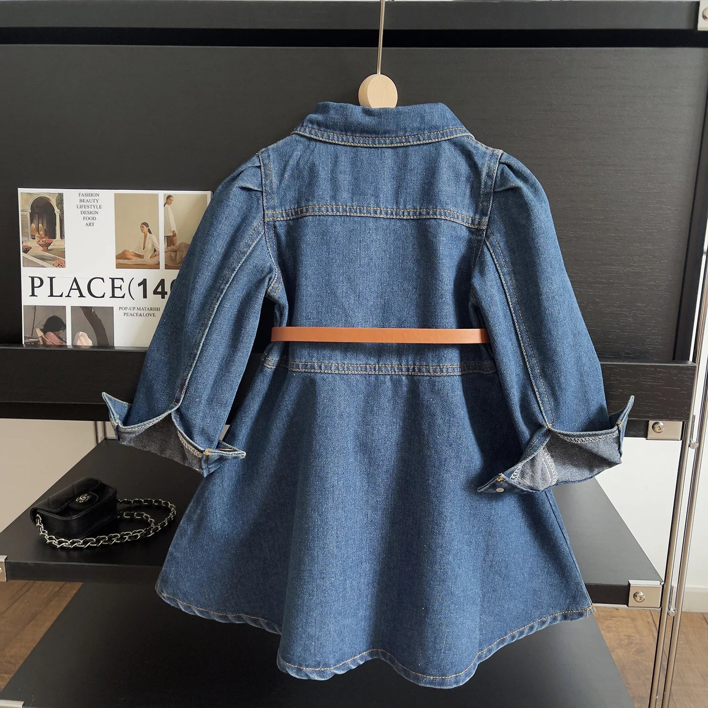 Denim Swing Dress with Belt