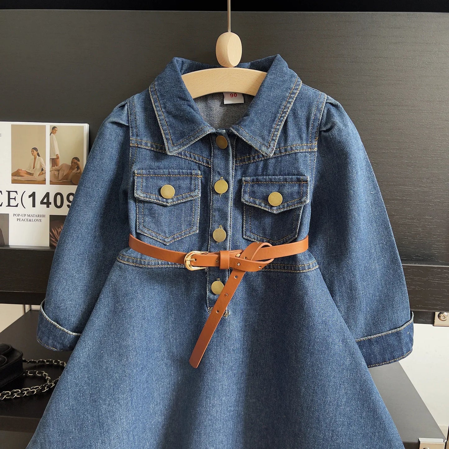 Denim Swing Dress with Belt