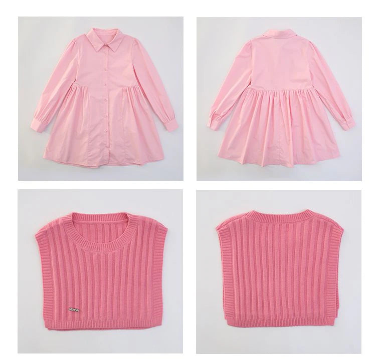 Princess 2 Pcs Dress with Sweater Vest