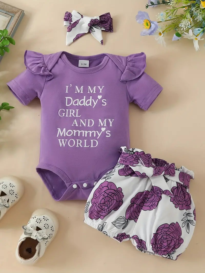 Daddy and Mommy World 3Pcs Shorts Outfit
