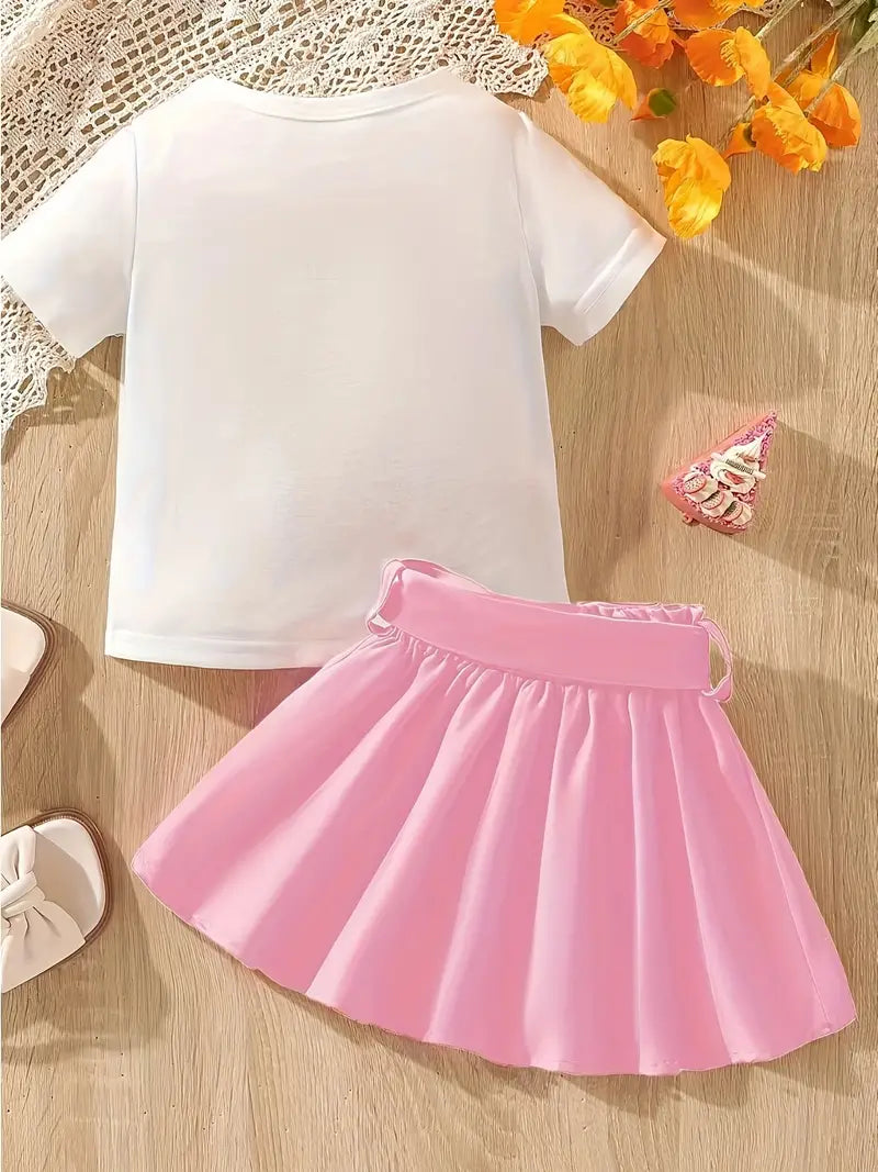 Floral Pin Heart 2 Piece Skirt Set