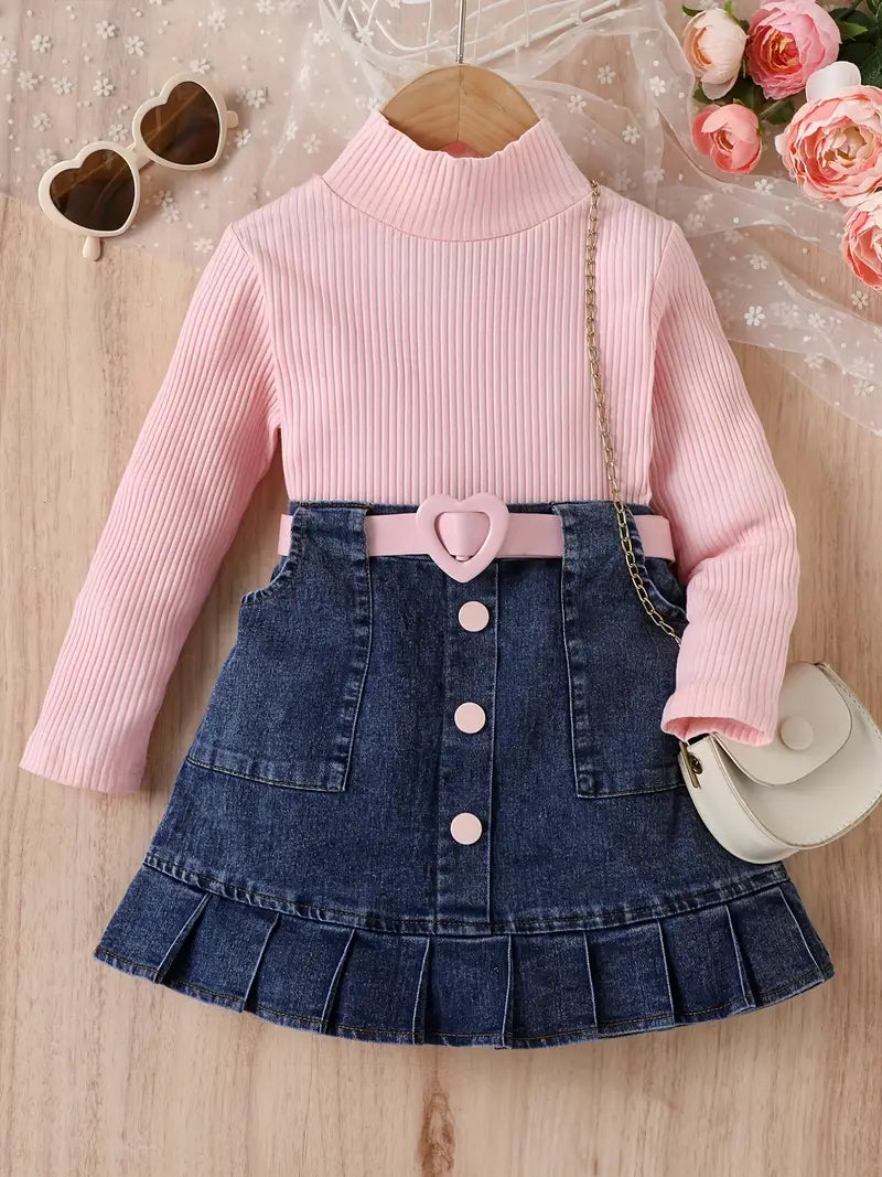 Simple But Sweet 2 Pcs. Denim Skirt Set