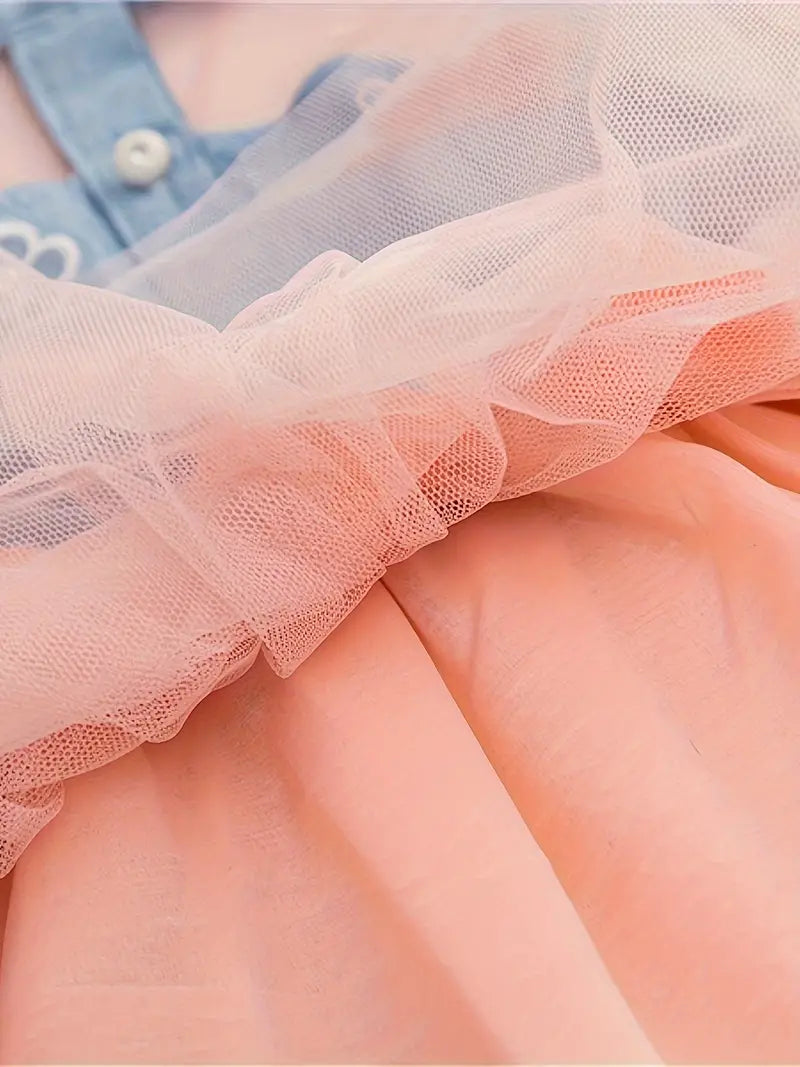 Blossom and Twirl Denim Tulle Dress