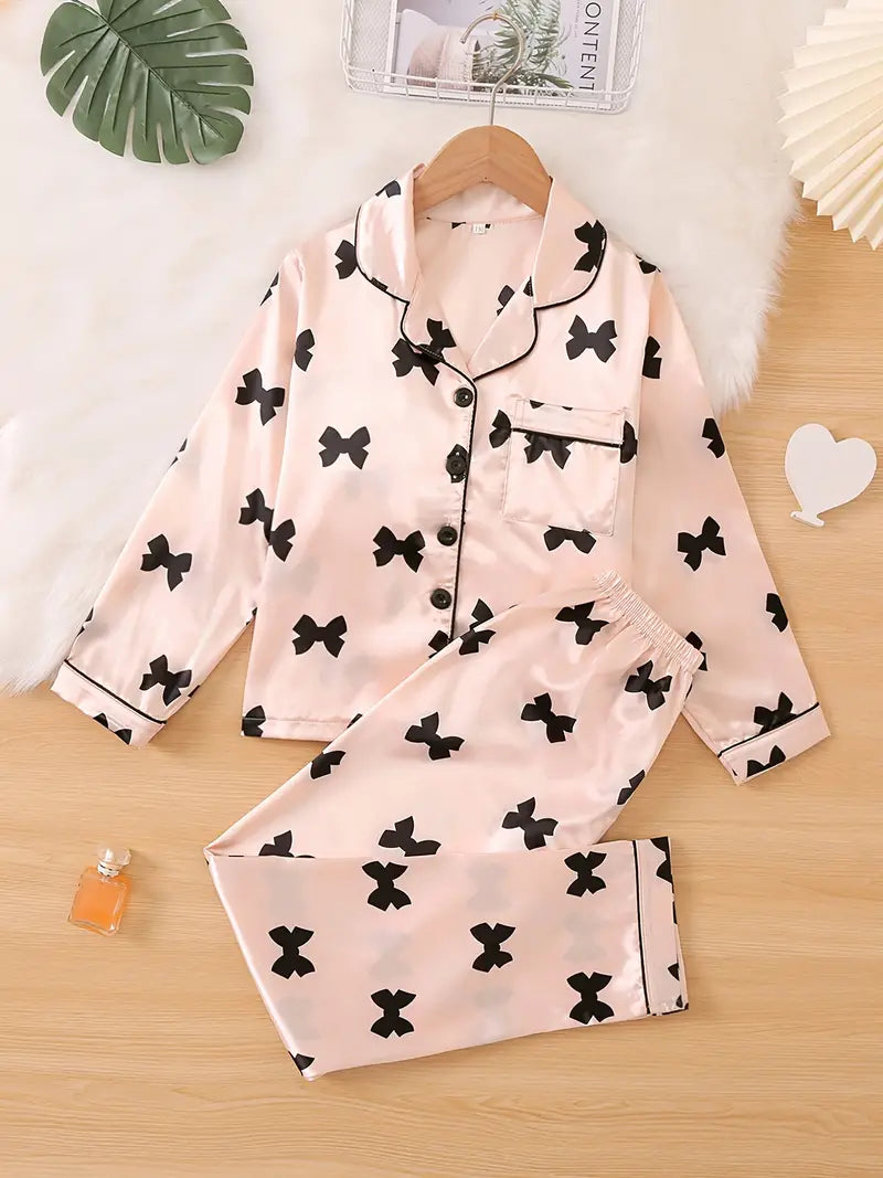 Pink Silk Bows Pajamas