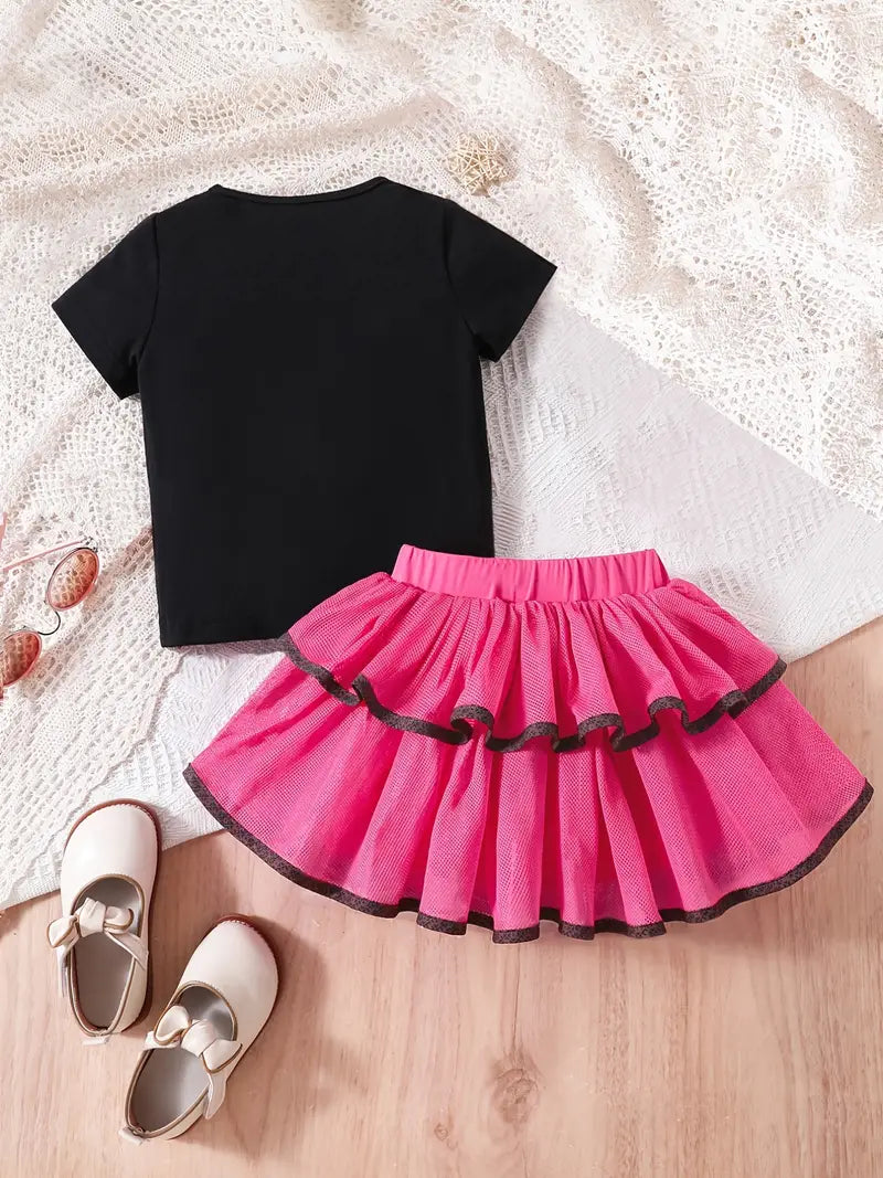 Crossbag Pink 2 Pcs Skirt Set