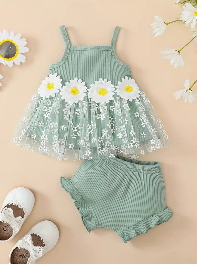 Infant Daisy Tulle 2 Pcs Shorts