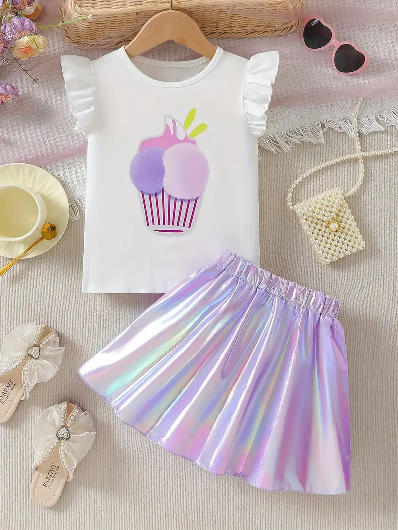 Shiny Double Scope Ice Cream Skirt Set