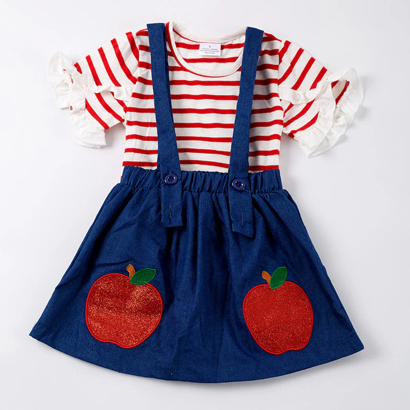 Bck-To-School 2 Pcs. Apple Jumper Dress