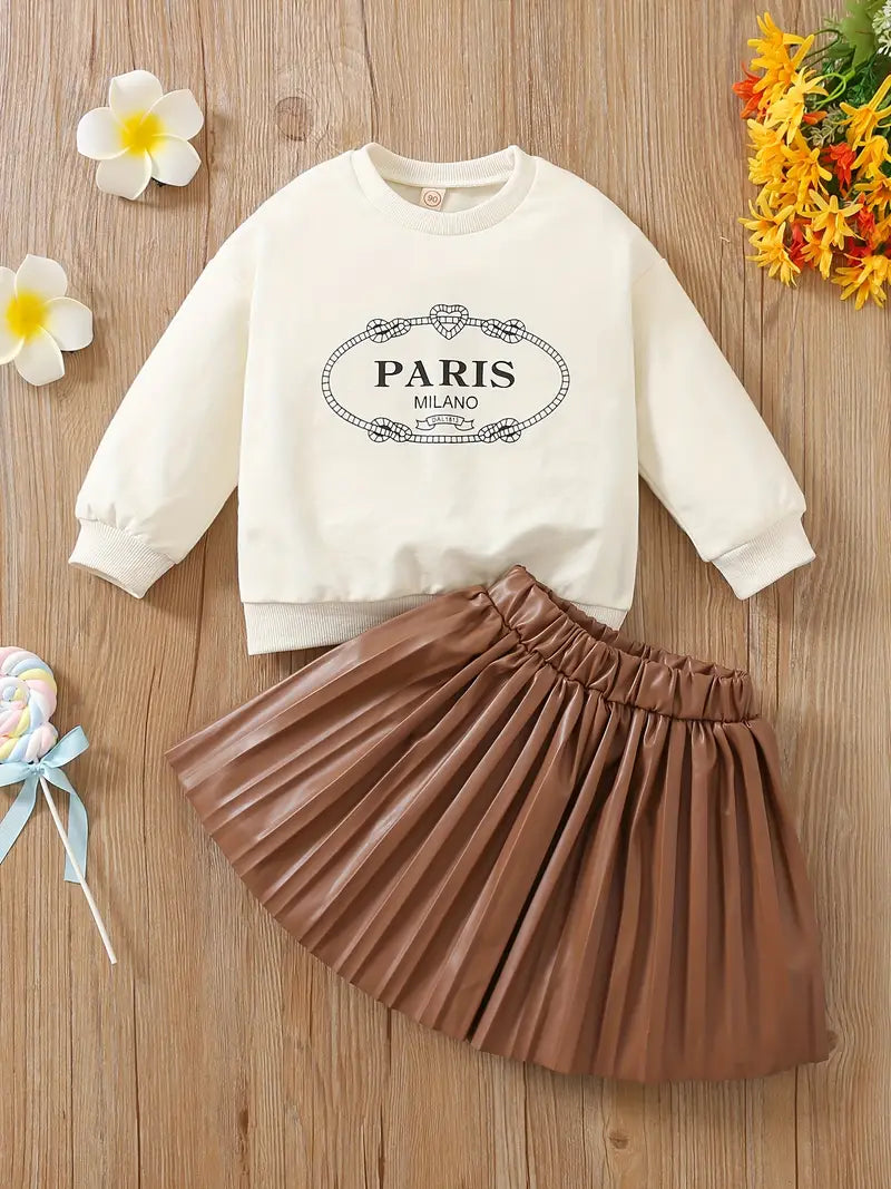 Paris Inspired Sweatshirt Skirt Set