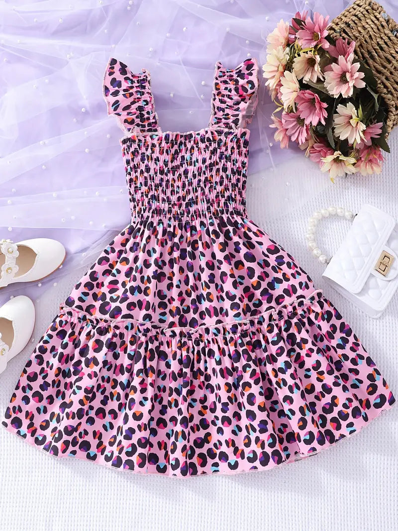 Pink Muti Colored Leopard Sundress