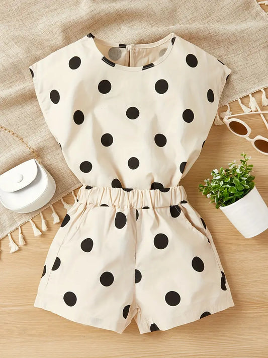 Cream and Black Polka Dot 2Pcs