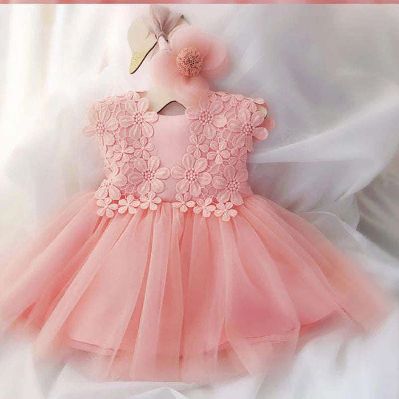 Pink Flower Tulle Baby Dress